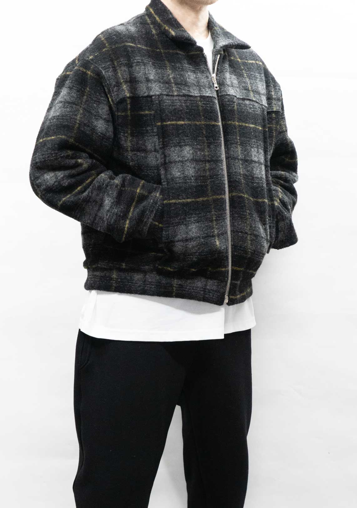 Wool Overshirt Zipper Jacket