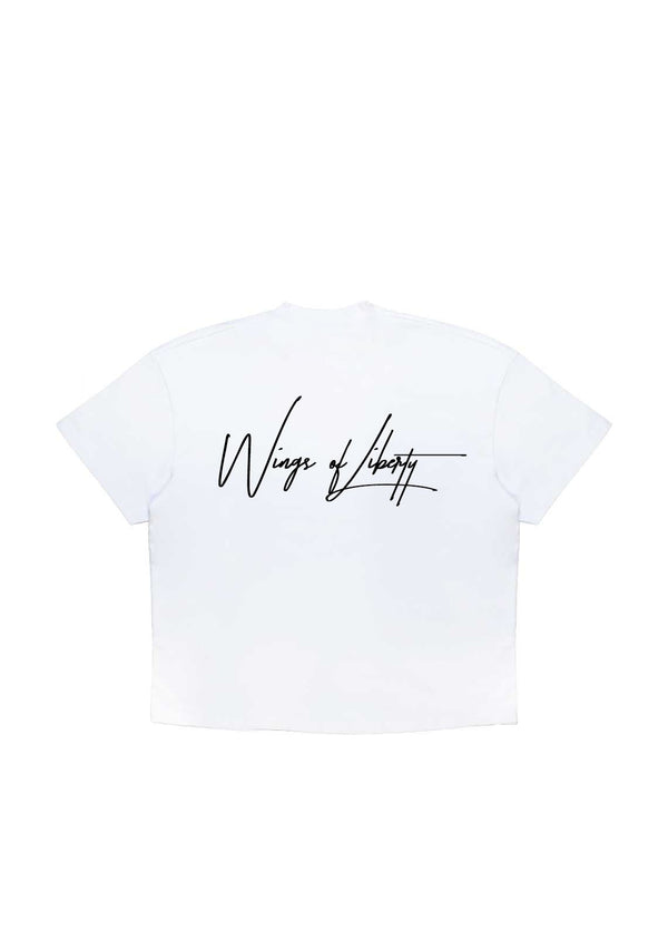 Signature T-Shirt - White - Wings Of Liberty Clothing