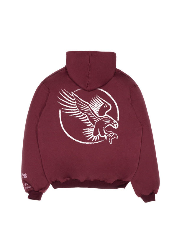 V2 Essential Logo Hoody Burgundy - Wings Of Liberty Clothing